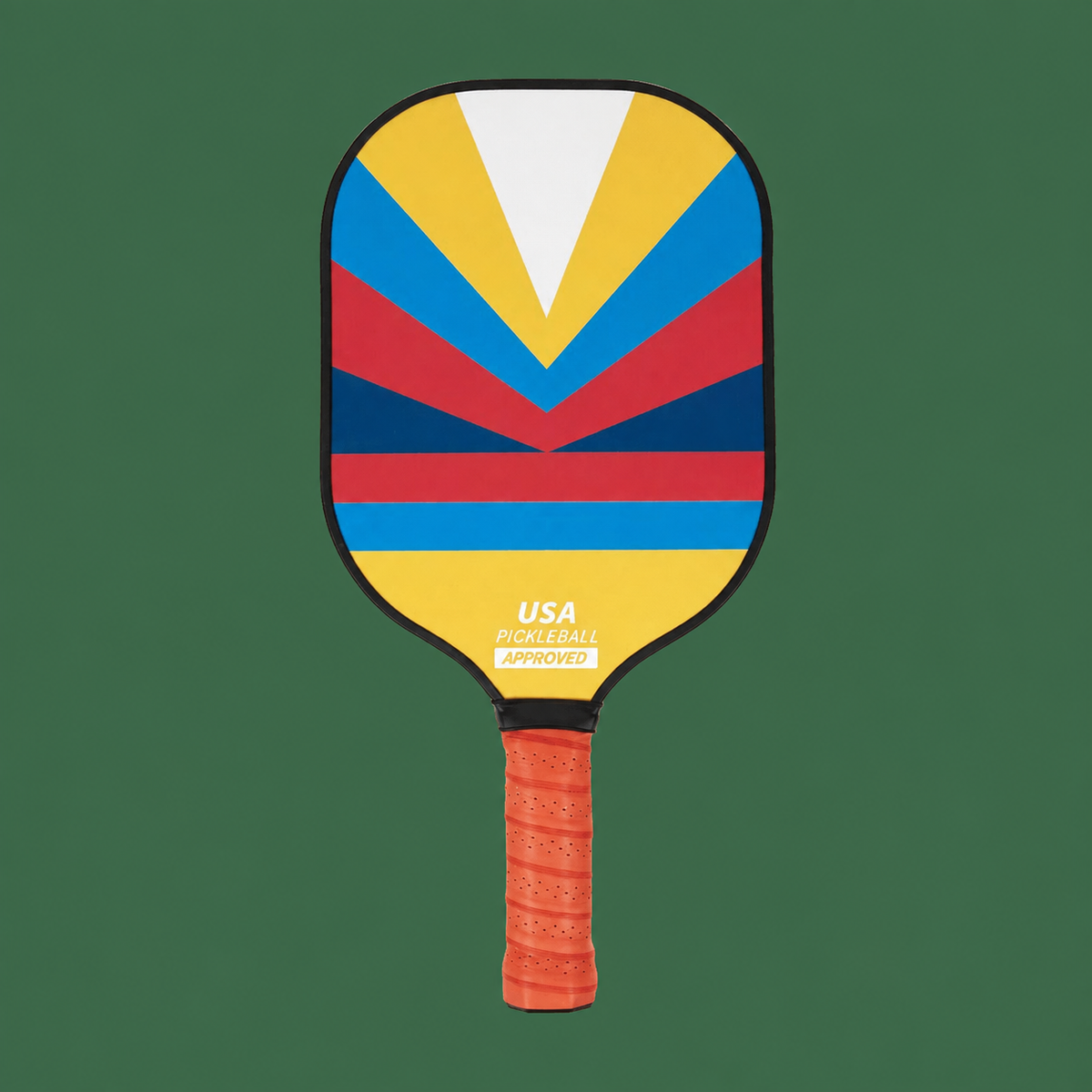 Colourful Chevron pickleball paddle on Court District green