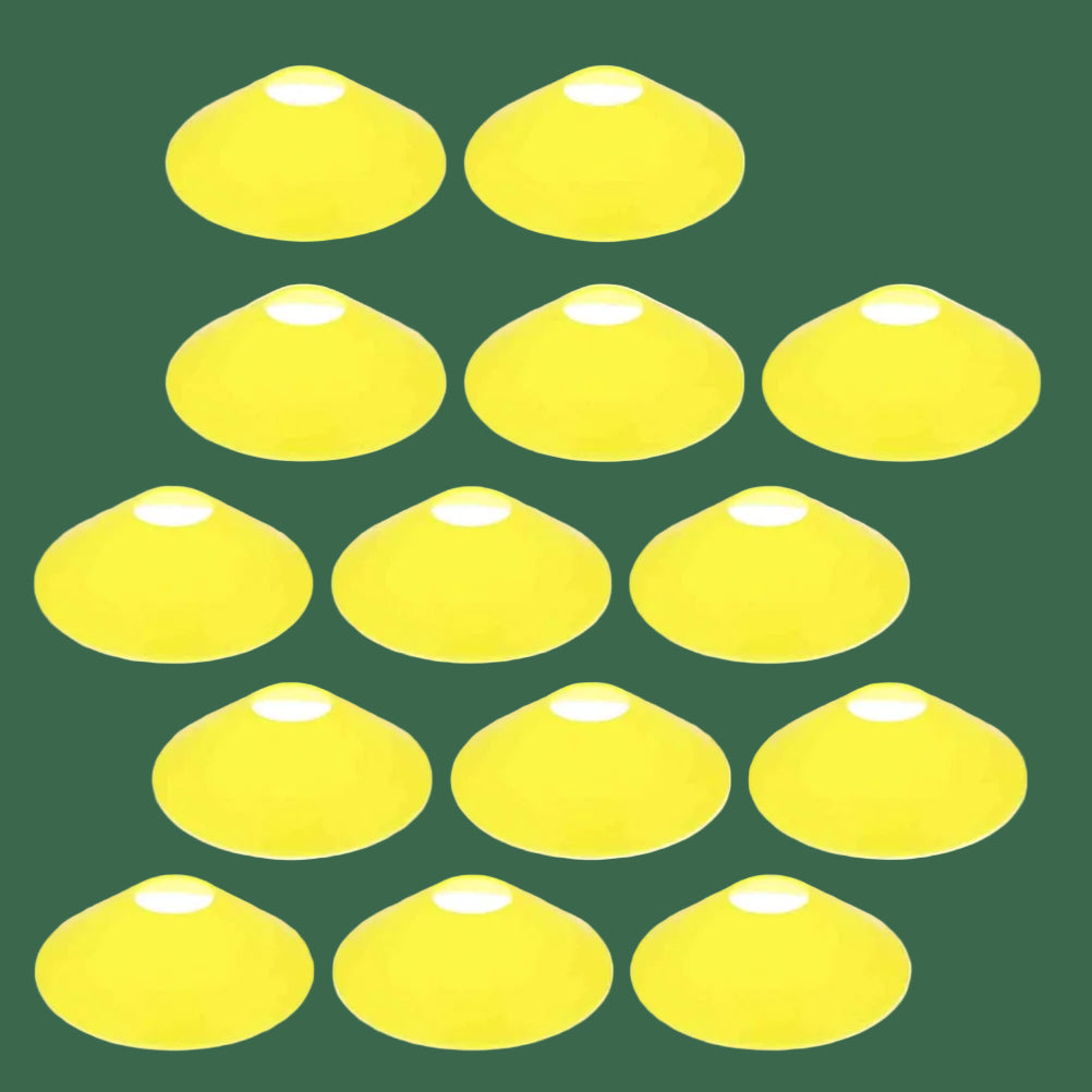 Set of yellow plastic markers on a white background