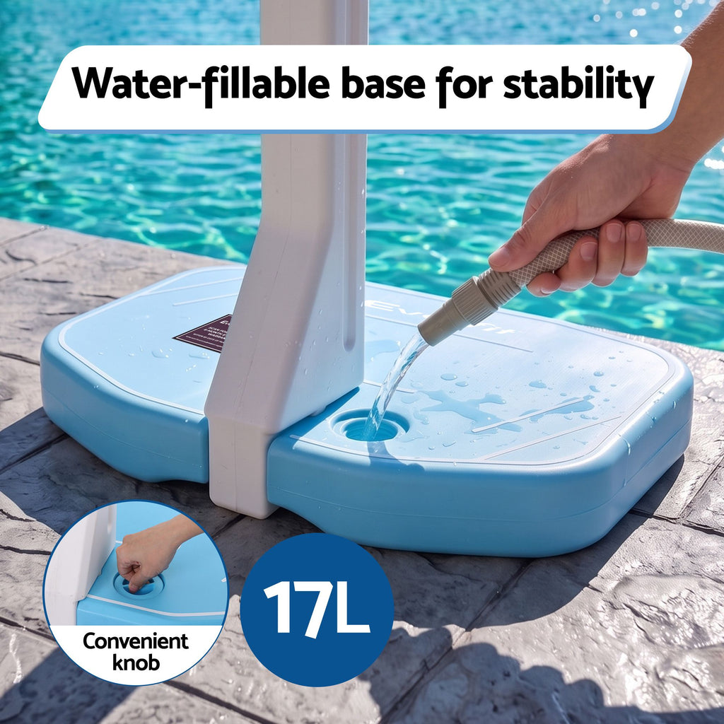 Everfit 2 in 1 Pool Basketball Hoop Volleyball Net Set Water Sports Game Combo Weighted Base Blue