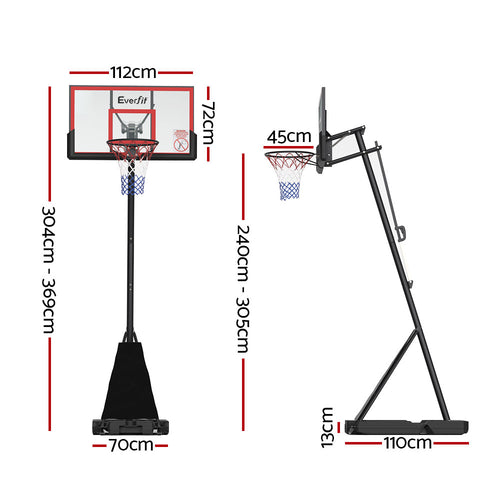 3.05 m Pro Basketball Hoop – Red | Everfit