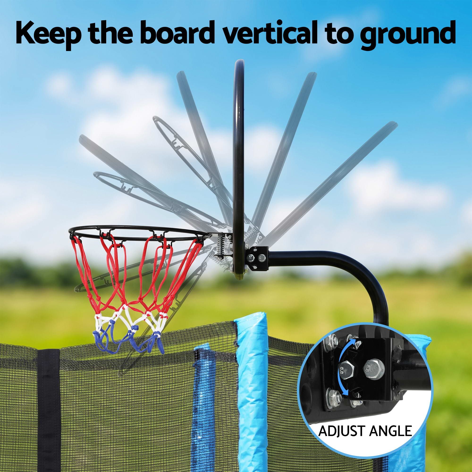 Everfit Kids Basketball Hoop with Ball and Pump Fit for Trampoline 25mm-32mm Poles Black