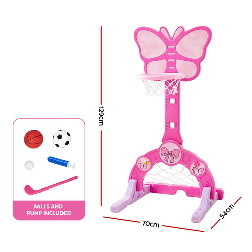 3-in-1 Kids Basketball, Soccer & Golf Set – Pink | Keezi