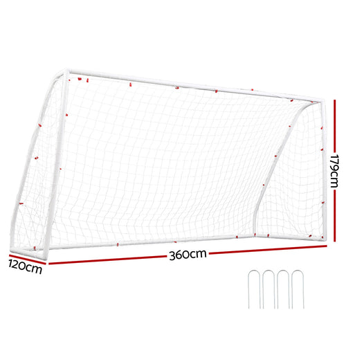 12FT Soccer Goal Net UPVC Frame with PE Mesh Weatherproof Portable Goals for Backyard Training Competitive Play | Everfit