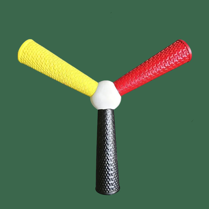 Colourful three-pronged throwing stick 