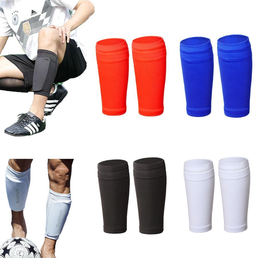 2 Pairs Soccer Shin Guard Sock Black Size M