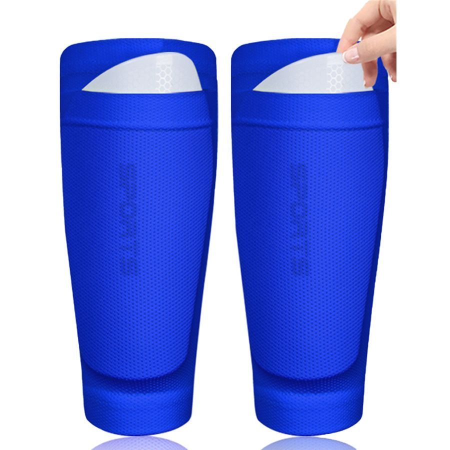 2 Pairs Soccer Shin Guard Sock Red Size S