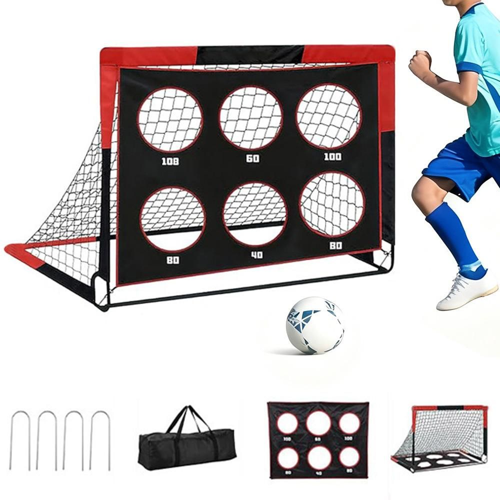 Soccer Goals for Backyard Set Outdoor Sports Games - Red Goal Frame with Black Net