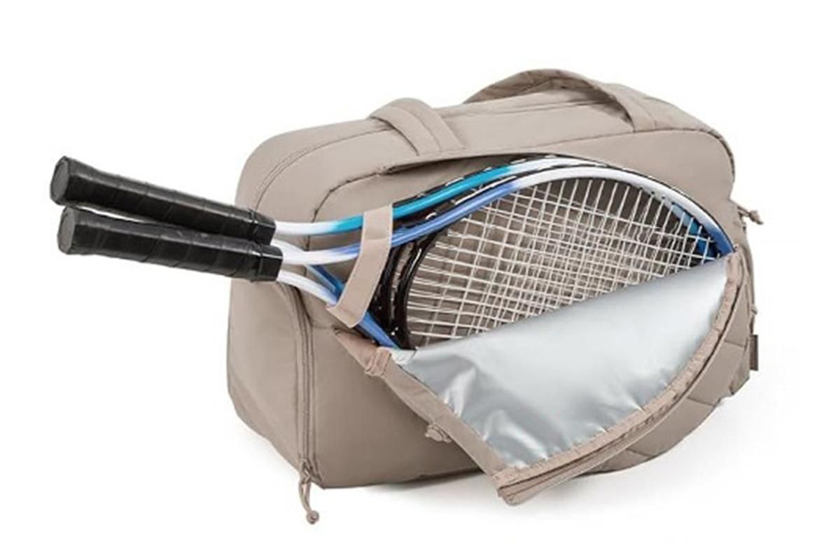 Womens Tennis Gym Bag Sports Tote Fits Two Rackets with Shoe Compartment - Camel