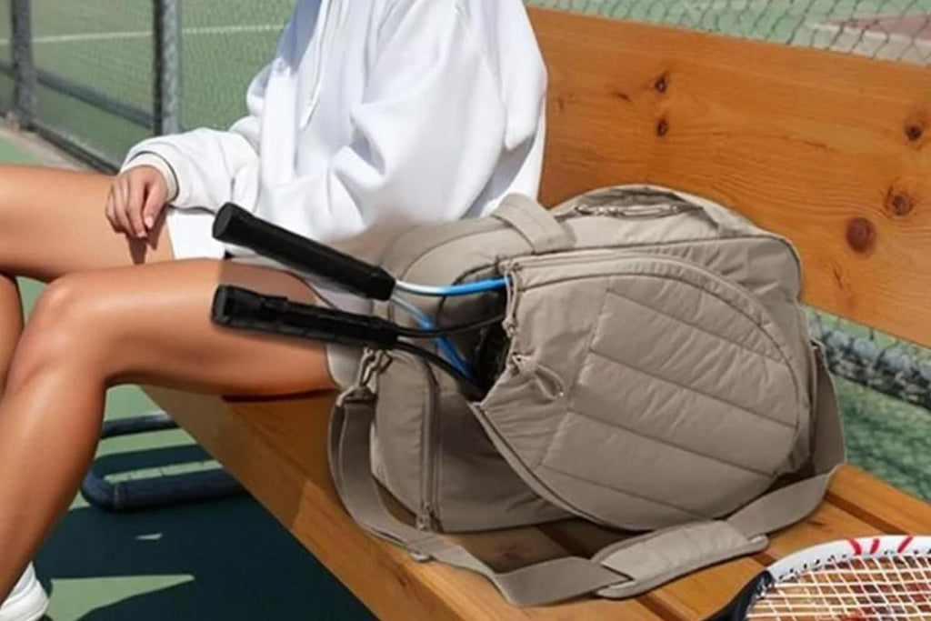 Womens Tennis Gym Bag Sports Tote Fits Two Rackets with Shoe Compartment - Camel