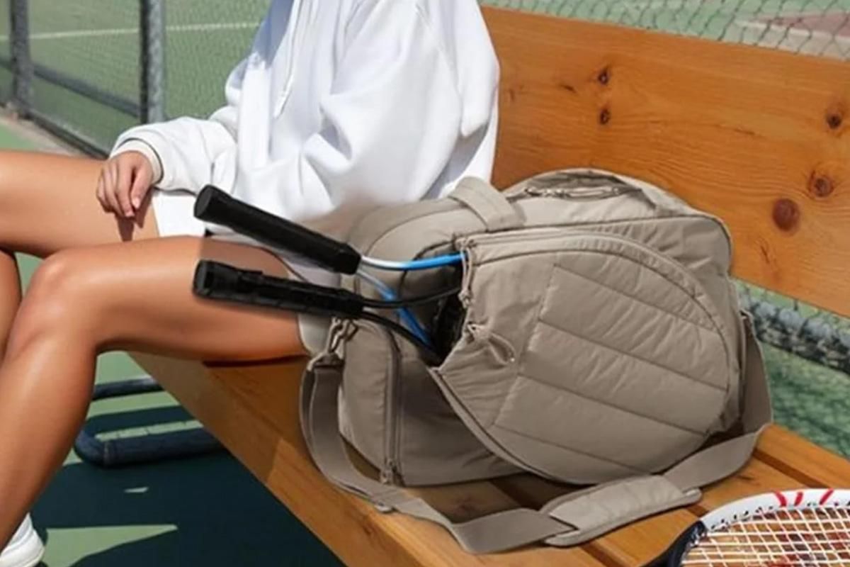 Womens Tennis Gym Bag Sports Tote Fits Two Rackets with Shoe Compartment - Camel