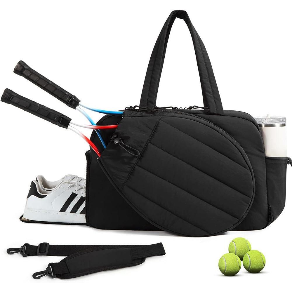 Womens Tennis Gym Bag Sports Tote Fits Two Rackets with Shoe Compartment - Camel