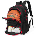 Basketball Backpack with Sneaker Compartment, Football Sports Training Bag with Red Zipper