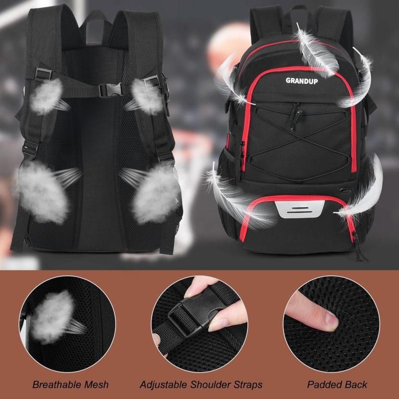 Basketball Backpack with Sneaker Compartment, Football Sports Training Bag with Red Zipper