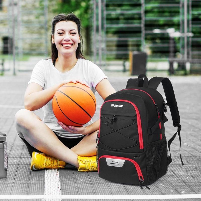 Basketball Backpack with Sneaker Compartment, Football Sports Training Bag with Red Zipper