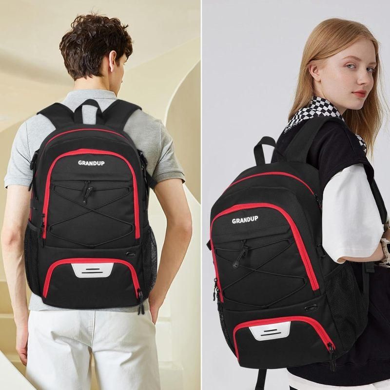 Basketball Backpack with Sneaker Compartment, Football Sports Training Bag with Red Zipper