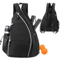 Pickleball Backpack Adjustable Sling Bag With Fence Hook And Large Capacity - Black