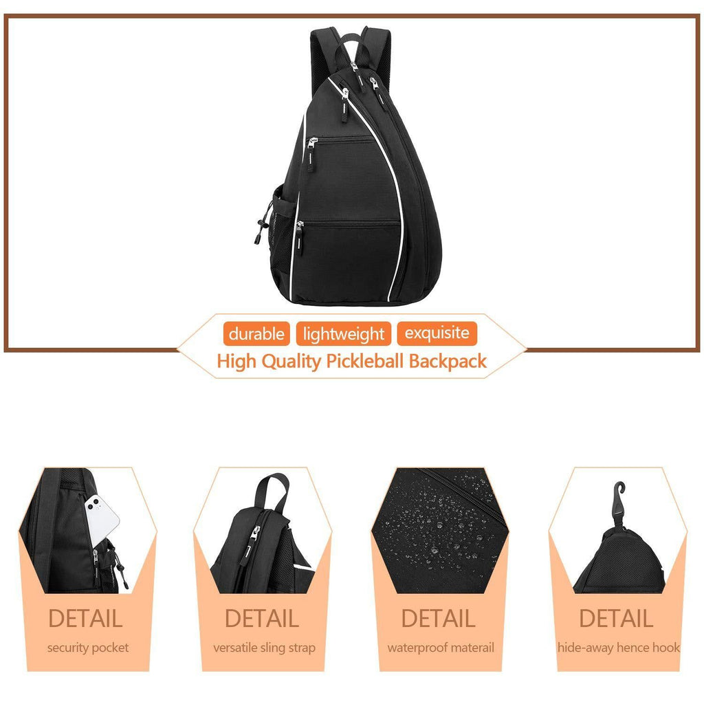 Pickleball Backpack Adjustable Sling Bag With Fence Hook And Large Capacity - Gray