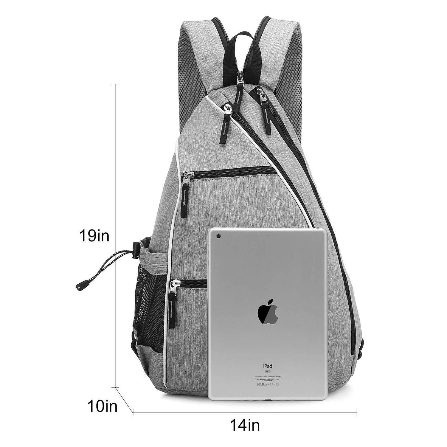 Pickleball Backpack Adjustable Sling Bag With Fence Hook And Large Capacity - Gray