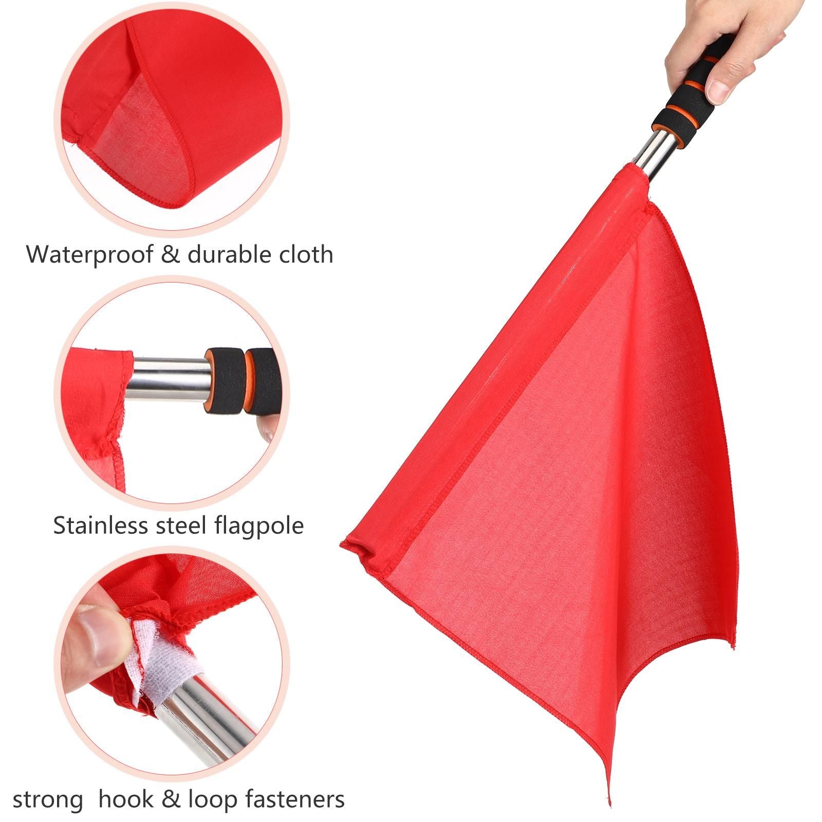 4pcs Hand Signal Flags Match Referee Flag Stainless Steel Pole Command Flag (Yellow, Red, Green, White)