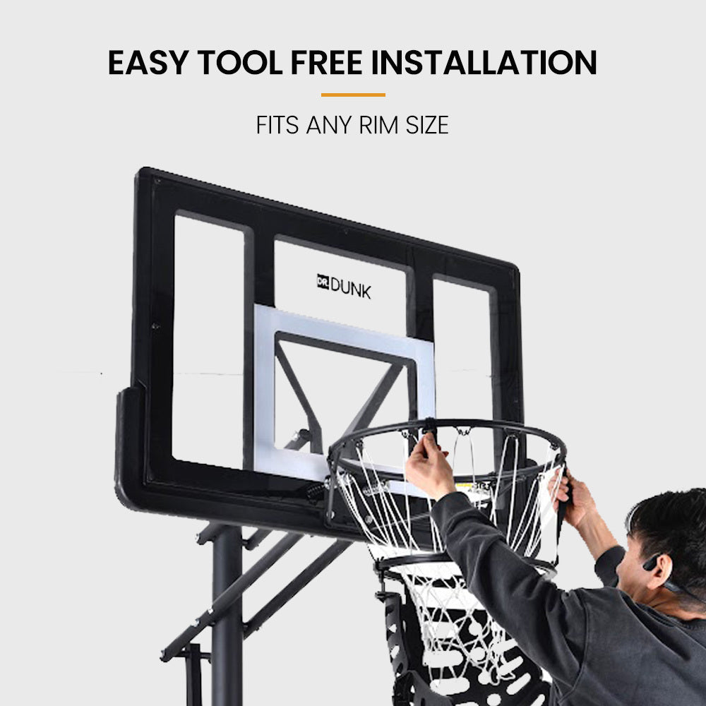 DR. DUNK Basketball Return System, with 360 Degree Universal Attachment
