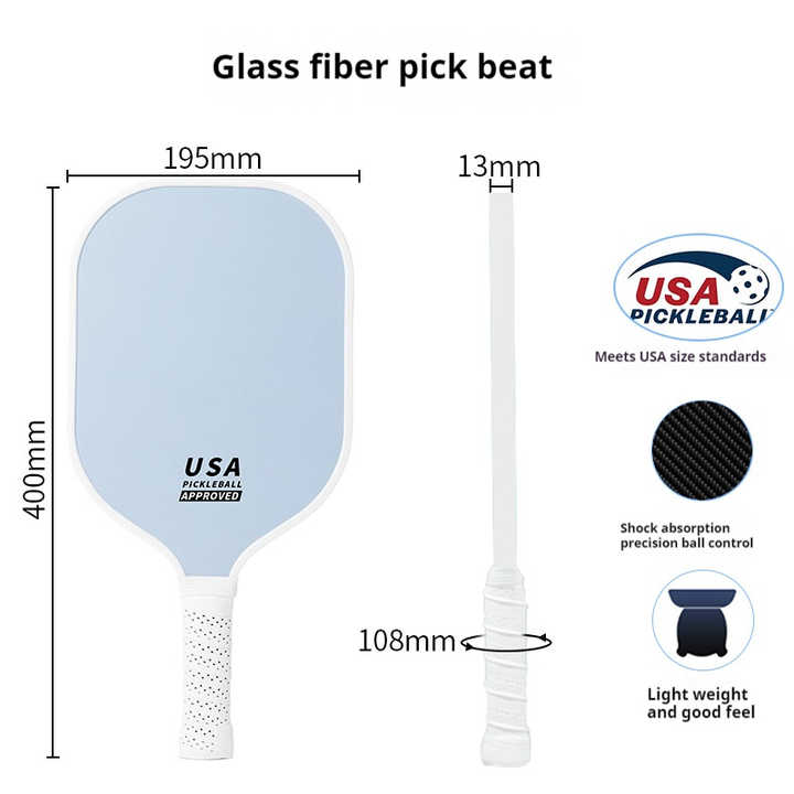 Dark Blue Fiberglass Pickleball Paddle - Lightweight 215g with Anti-Slip TPU Grip for Outdoor Sports