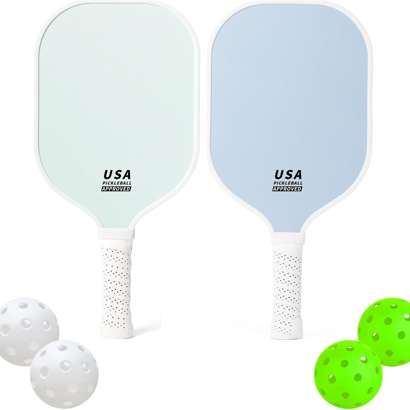 Green Fiberglass Pickleball Paddle - Lightweight 215g with Anti-Slip TPU Grip for Outdoor Sports