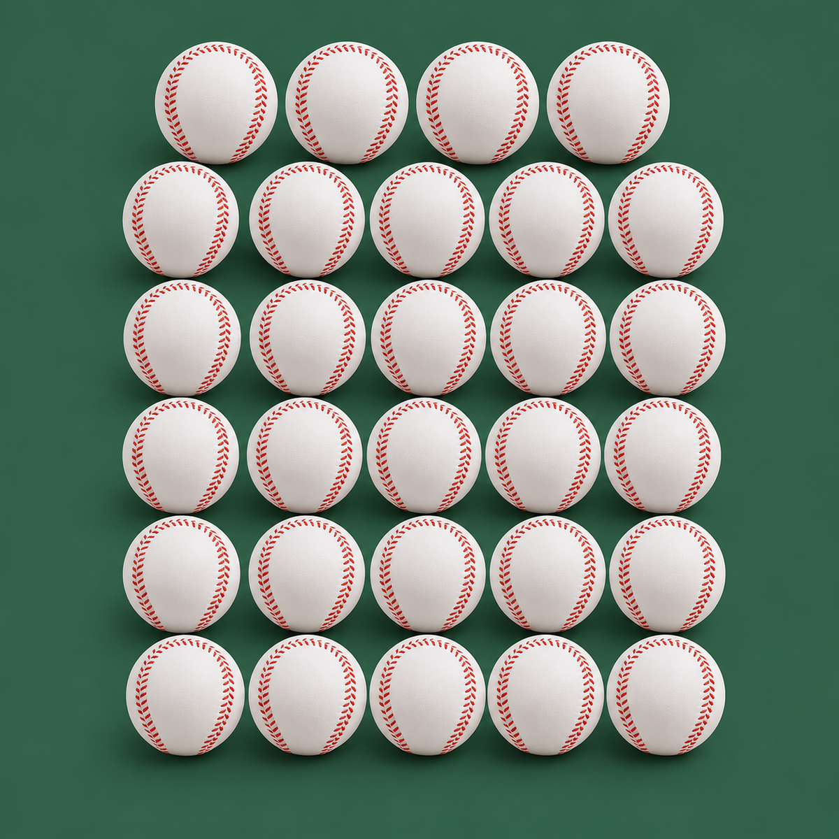 Soft foam baseball 24 pack on green background
