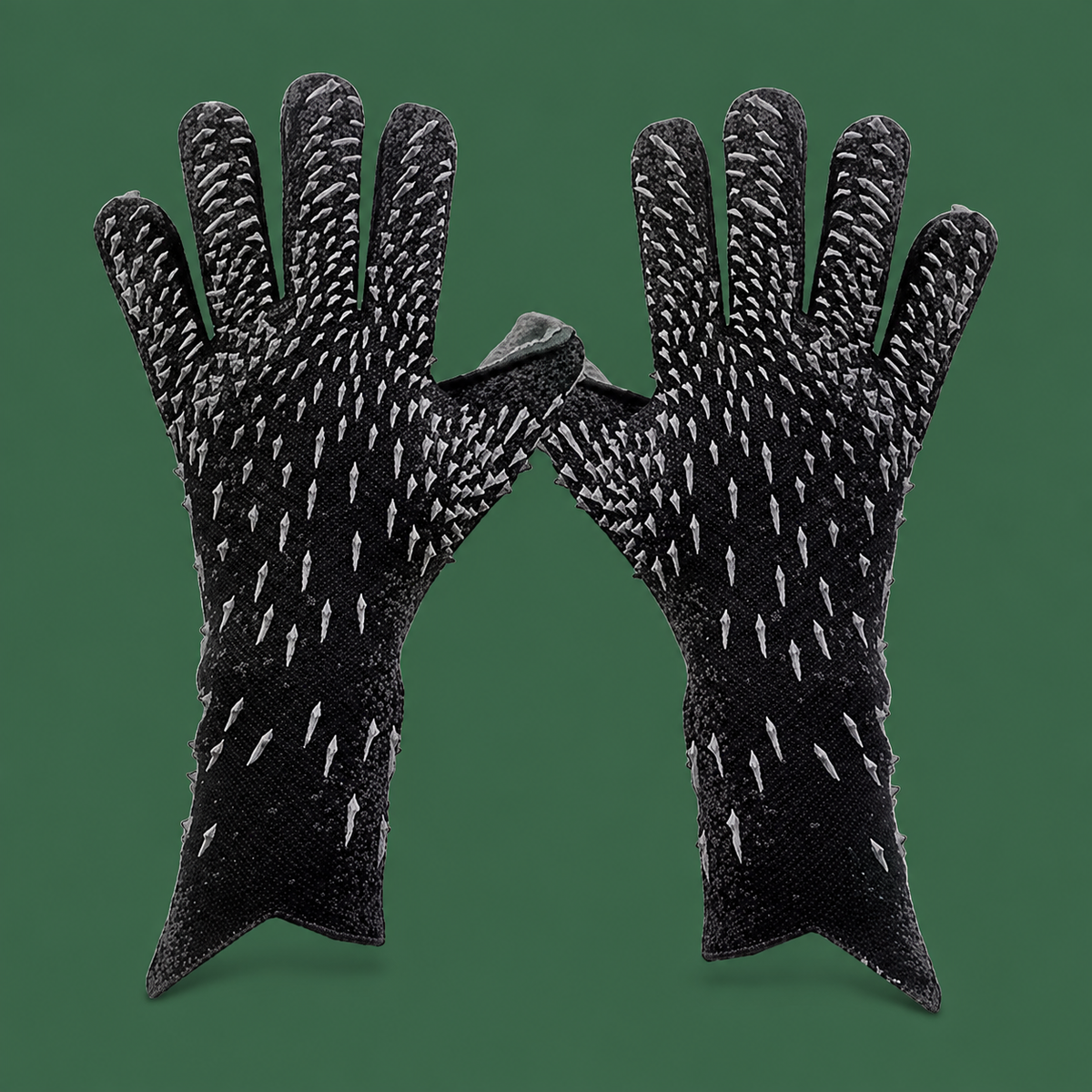 Breathable goalkeeper gloves size 9 on green background