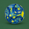 Van Gogh Starry Night soccer ball on green background