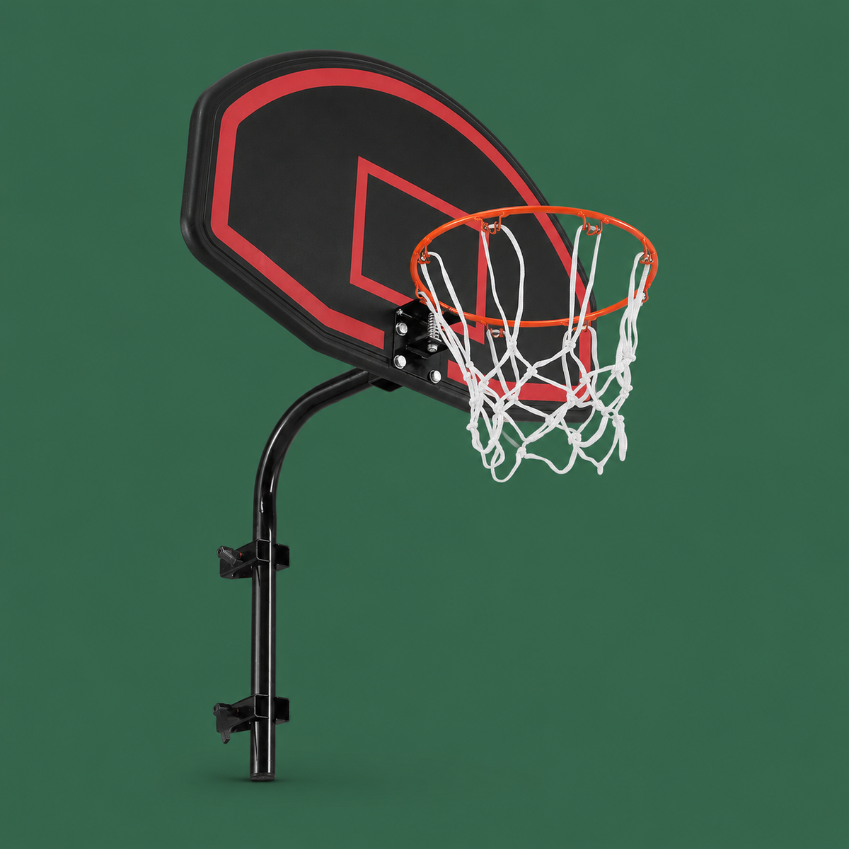 Trampoline basketball hoop attachment on green background