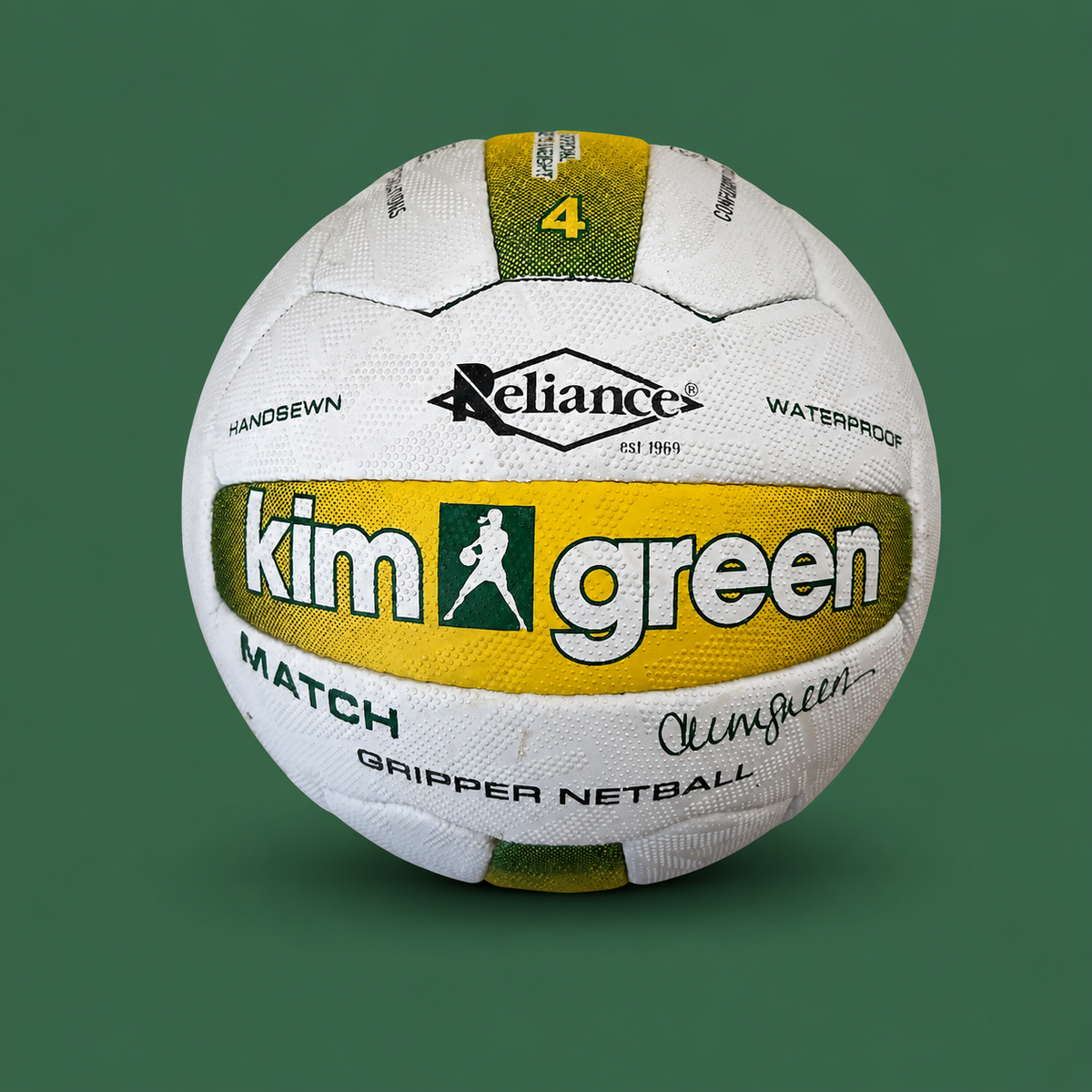 Kim Green size 4 match netball on Court District green